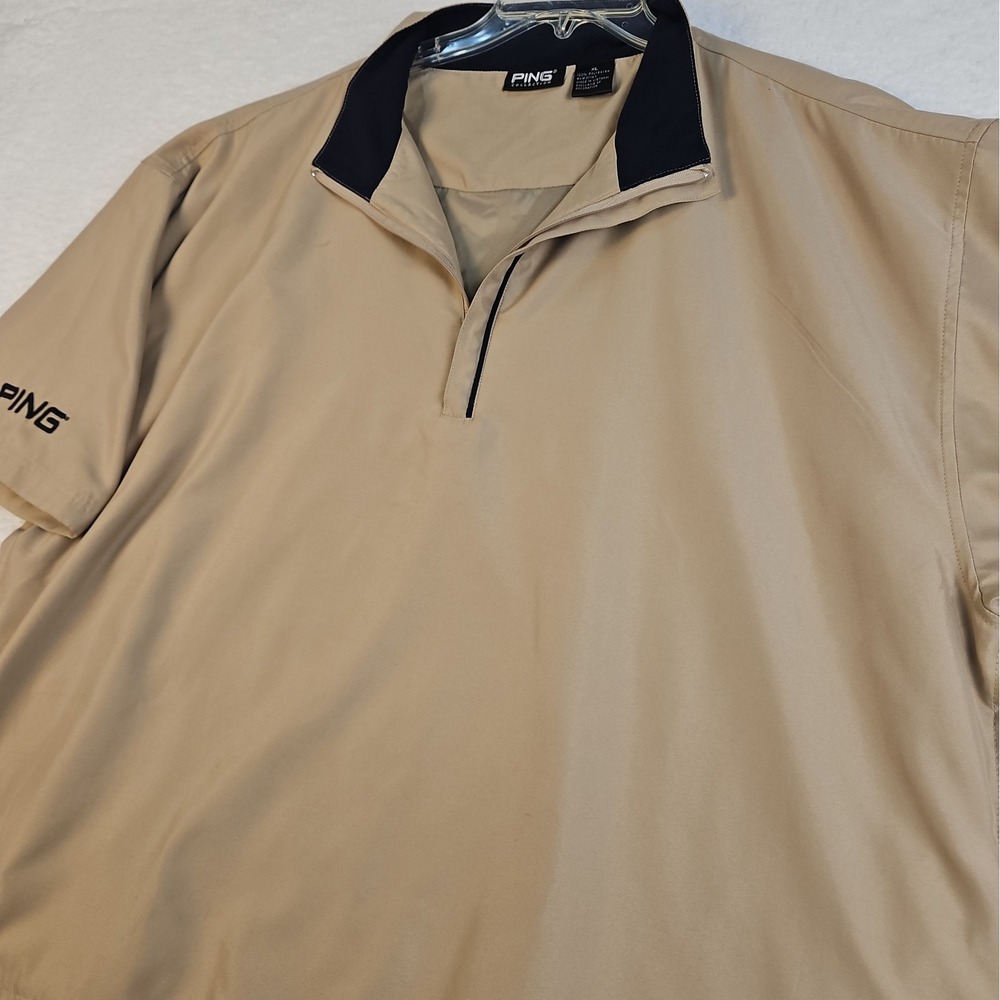 Ping Convertible Jacket Mens Beige Windbreaker 1/4 Zip Golf Pullover XL
